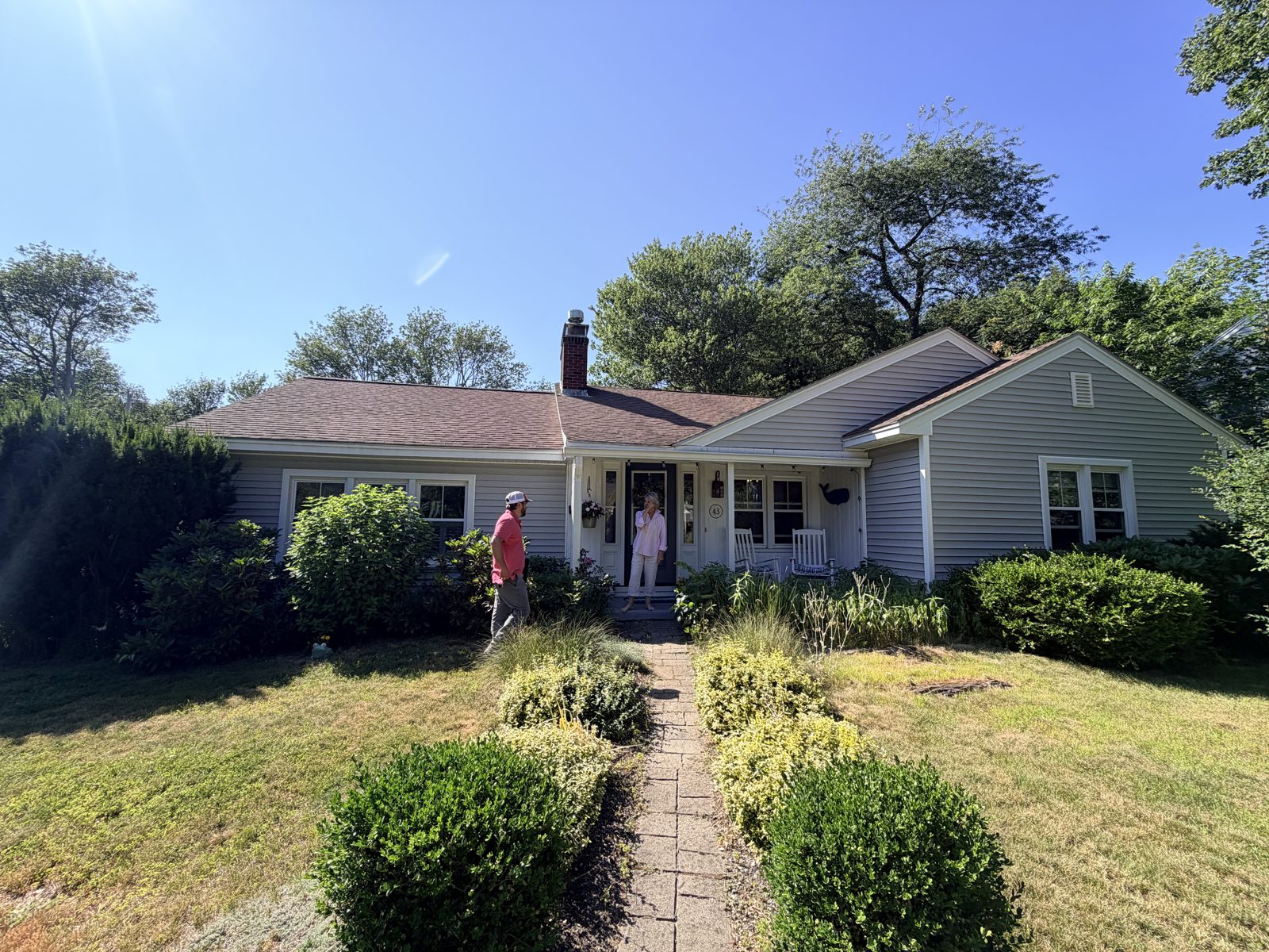 South Portland ranch home before the reroof, old worn shingles on the main slope